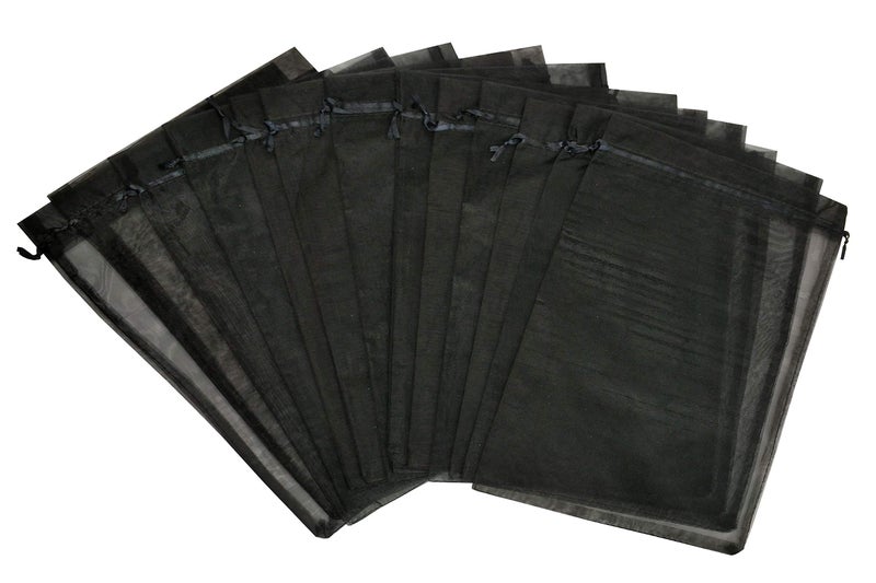 Ankirol 50pcs Sheer Organza Favor Bags 12 X 16 X Large Organza Drawstring Bags (Black) - Image 5